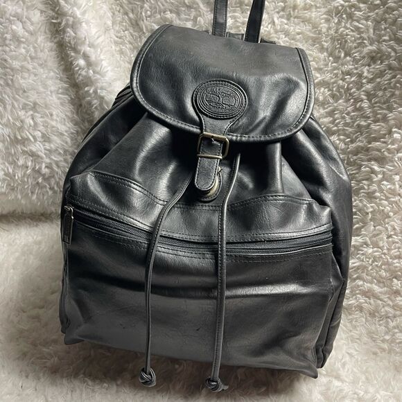 Tandem Cypress Woods Black stimulated leather backpack antique tone hardwares - Picture 4 of 16